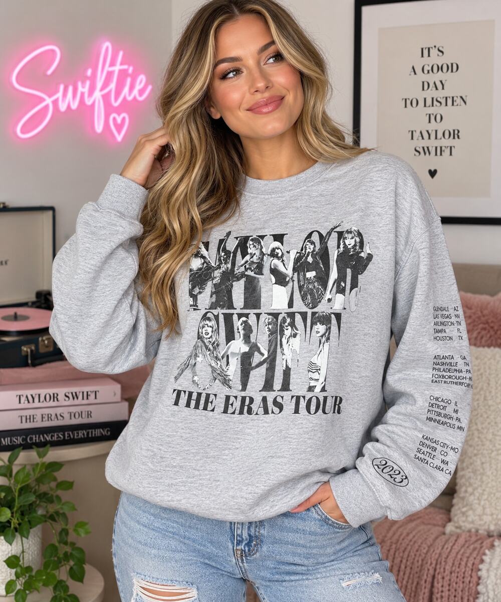 Taylor Swift The Eras Tour Sweatshirt Gray XL Concert Crewneck 2023